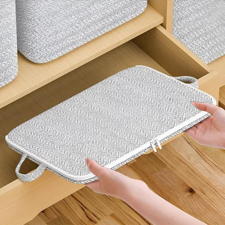 Cutie de Depozitare Haine si Lenjerie, Organizator Pliabil cu Fermoar Rezistent si Manere Ranforsate, Material Textil, 210 Litri, 61x50x71 cm, Gri