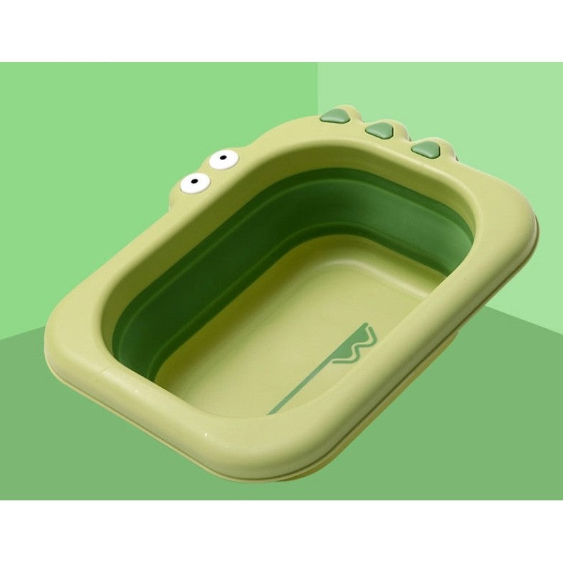 Lavoar Pliabil pentru Copii, Cadita Portabila pentru Igiena si Calatorii, Design Animale Crocodil, Material Plastic PP si TPE, 30x24.5x9 cm, Verde