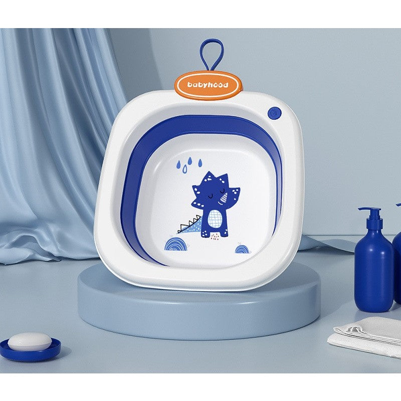 Lavoar Pliabil pentru Copii, Cadita Portabila cu Design Dinozaur, Material PP si TPE Ecologic, 1-8 Ani, 3.5 Litri, 32x29x10 cm, Albastru