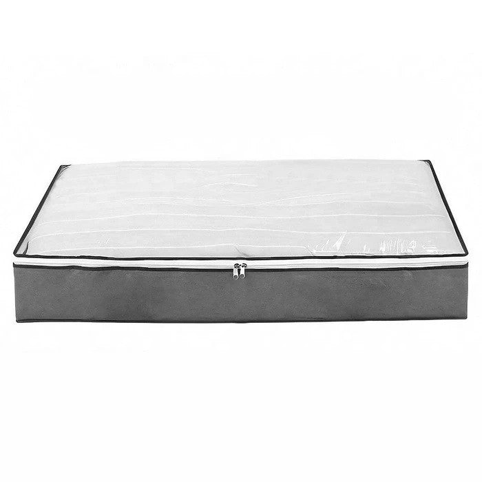 Husă de Depozitare pentru Haine și Lenjerie, Organizator Pliabil cu Fereastră Transparentă și Fermoar Bidirecțional, Material Nețesut Lavabil, 65 x 45 x 15 cm, Gri