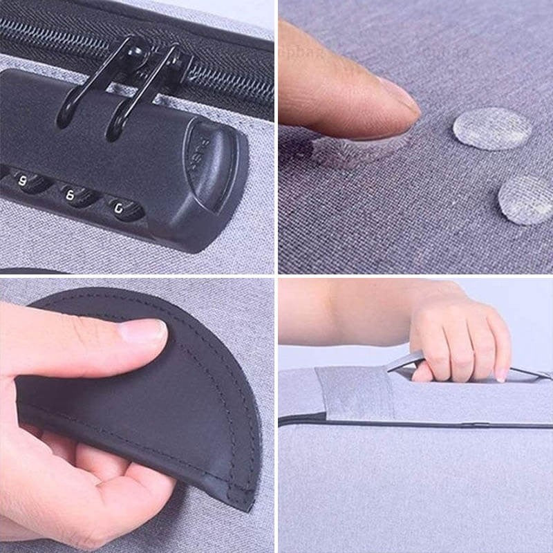 Geanta Organizare Acte si Documente, Sistem de Siguranta cu Cod, 5 Compartimente, Panza Oxford Impermeabila, 37 x 20 x 27 cm, Albastru