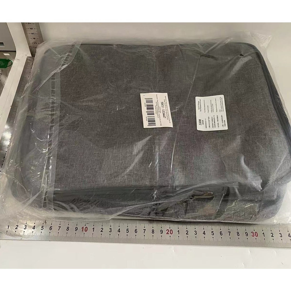 Geanta Organizatoare Documente si Acte, Sistem de Siguranta cu Cifru, Impermeabila, Panza Oxford, 5 Compartimente, 37 x 20 x 27 cm, Gri