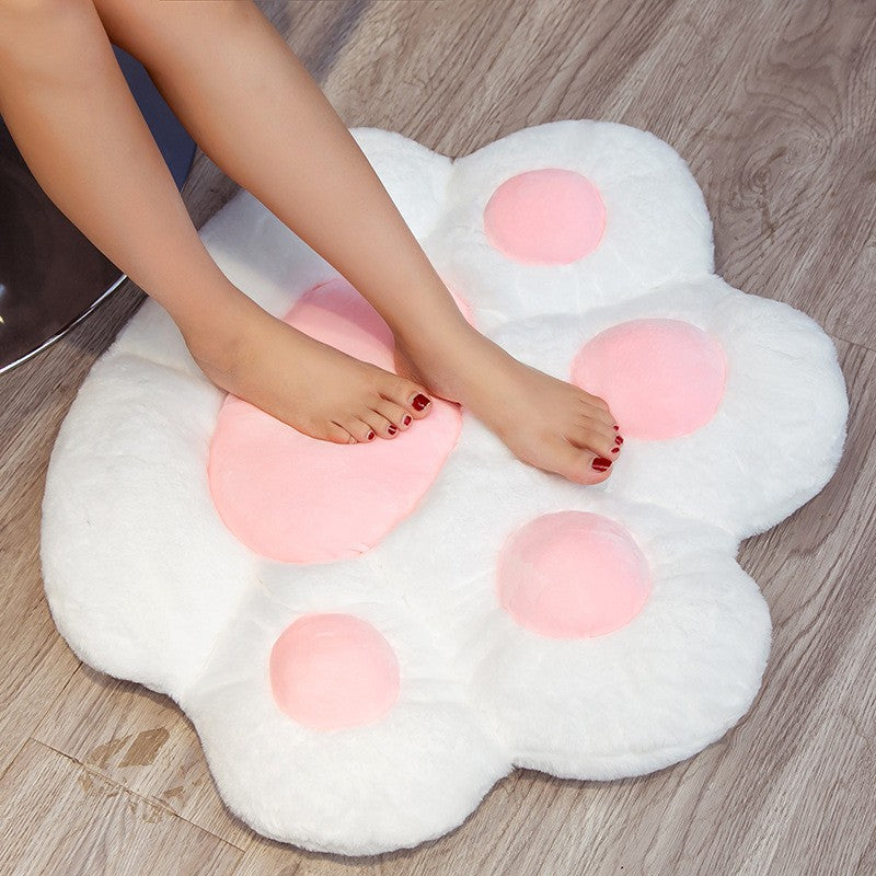 Perna Decorativa Model Laba de Pisica, Perna Ergonomica pentru Scaun sau Podea, Material Plus Moale si Bumbac PP, 80 x 70 cm, Alb
