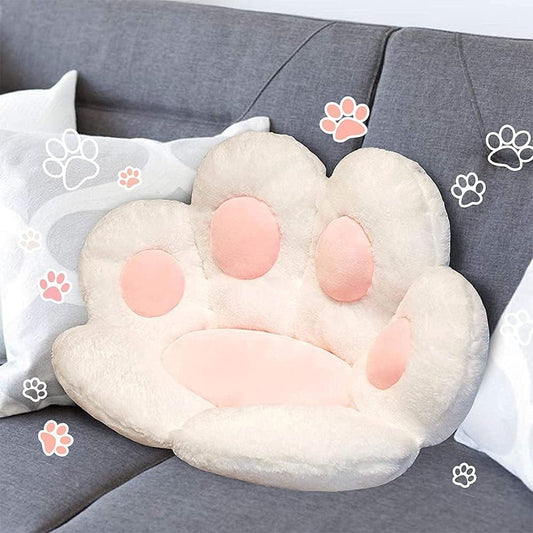 Perna Decorativa Model Laba de Pisica, Perna Ergonomica pentru Scaun sau Podea, Material Plus Moale si Bumbac PP, 80 x 70 cm, Alb