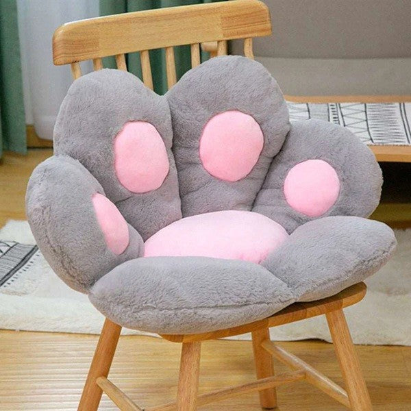 Perna Decorativa Model Laba de Pisica, Perna Sezut Ergonomica pentru Scaun sau Podea, Material Plus Moale si Umplutura Bumbac PP, 80 x 70 x 10 cm, Gri