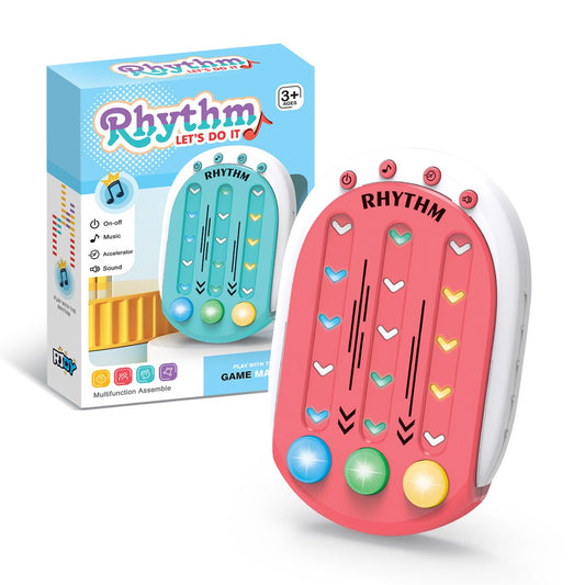 Jucarie Interactiva Tip Jocuri Ritmice, Consola Educativa cu Lumini si Muzica, 8 Niveluri de Dificultate, Plastic ABS, +3 Ani, 9.5 x 2.5 x 13.6 cm, Rosu