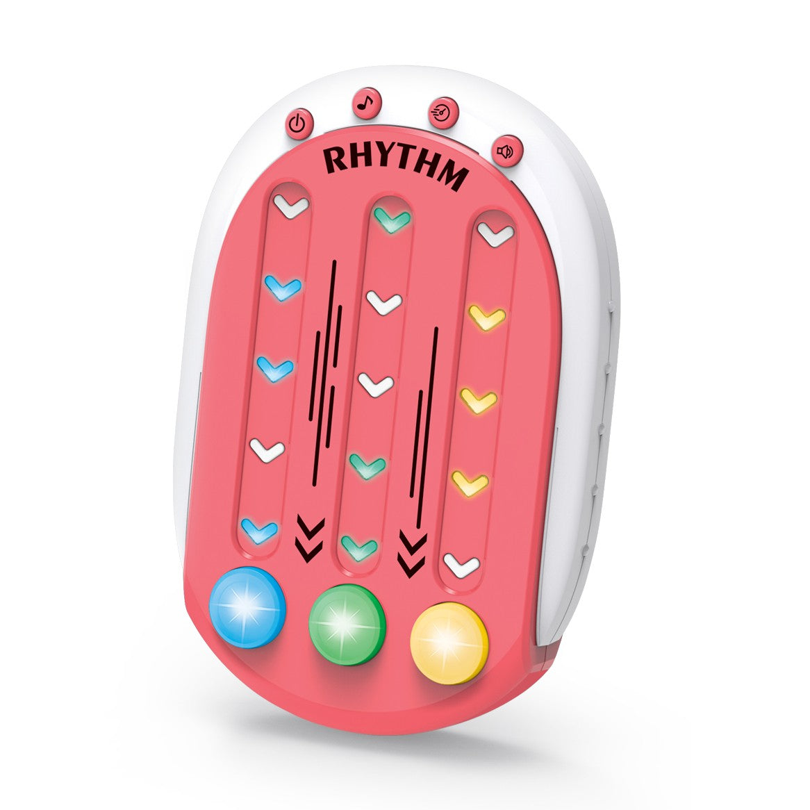 Jucarie Interactiva Tip Jocuri Ritmice, Consola Educativa cu Lumini si Muzica, 8 Niveluri de Dificultate, Plastic ABS, +3 Ani, 9.5 x 2.5 x 13.6 cm, Rosu
