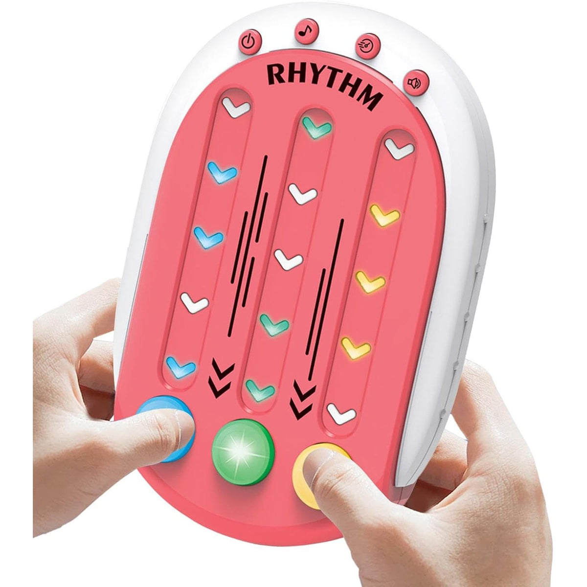 Jucarie Interactiva Tip Jocuri Ritmice, Consola Educativa cu Lumini si Muzica, 8 Niveluri de Dificultate, Plastic ABS, +3 Ani, 9.5 x 2.5 x 13.6 cm, Rosu