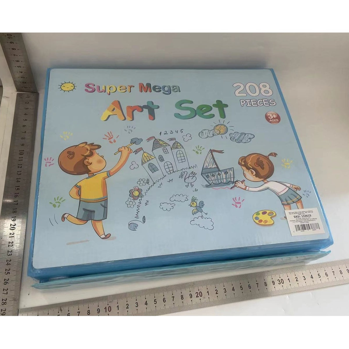 Set Pictura si Desen pentru Copii, 208 Piese cu Carioci, Creioane si Acuarele, Tip Servieta Portabila, Albastru, 3-12 Ani, 32 x 27 x 5 cm
