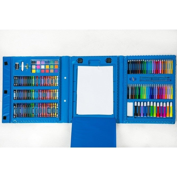 Set Pictura si Desen pentru Copii, 208 Piese cu Carioci, Creioane si Acuarele, Tip Servieta Portabila, Albastru, 3-12 Ani, 32 x 27 x 5 cm