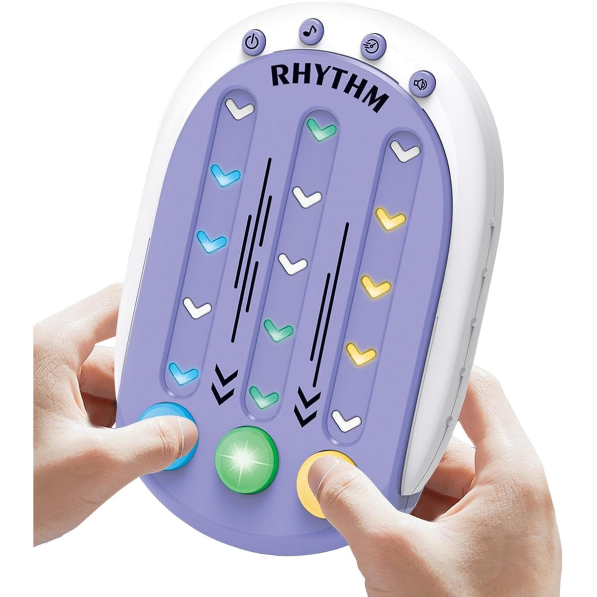 Jucarie Interactiva Tip Jocuri Ritmice, Consola Muzicala cu Lumini si 8 Niveluri de Joc, Plastic ABS Rezistent, 3 Viteze, Mov, +3 Ani