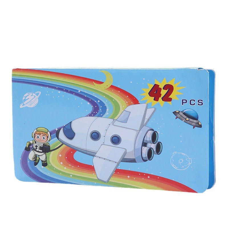 Set de Pictura si Desen pentru Copii, 42 Piese, Tip Penar Portabil cu Accesorii Creative, Model Elefant, PVC, Albastru, 24.3 x 13 x 3 cm