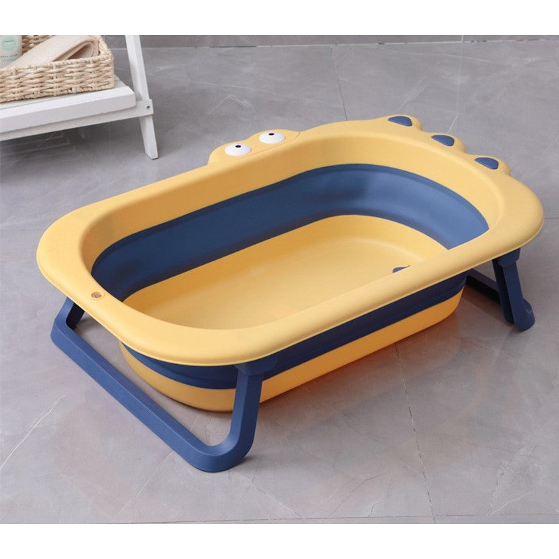 Cada Pliabila pentru Baie Copii si Bebelusi, Design Crocodil cu Dop de Scurgere, Material PP si TPR, Antiderapanta, Varsta 0-6 Ani, 80x54x21 cm, Galben/Albastru