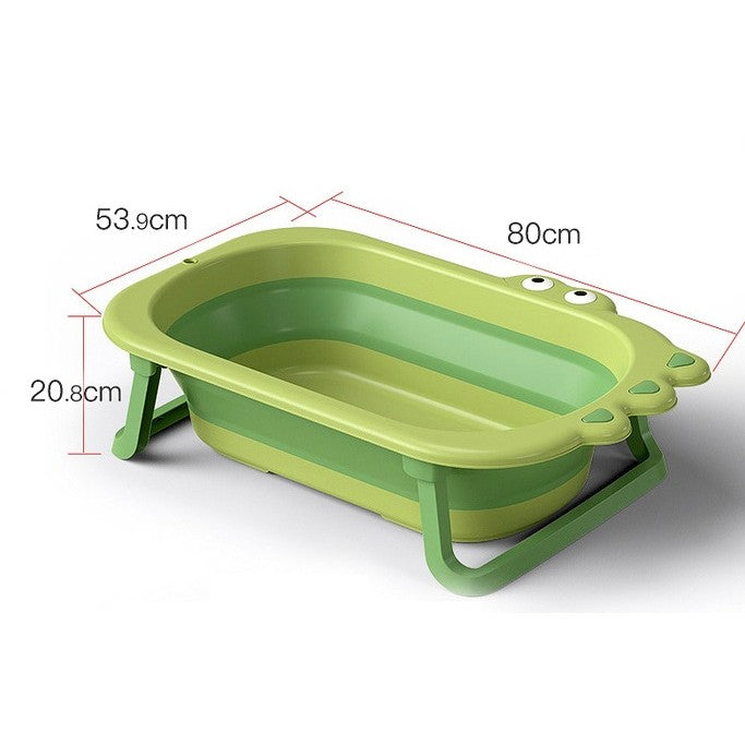 Cada Pliabila pentru Baie Copii si Bebelusi, Model Crocodil cu Dop de Scurgere, Material PP si TPR, Antiderapanta, Varsta 0-6 Ani, 80x54x21 cm, Verde