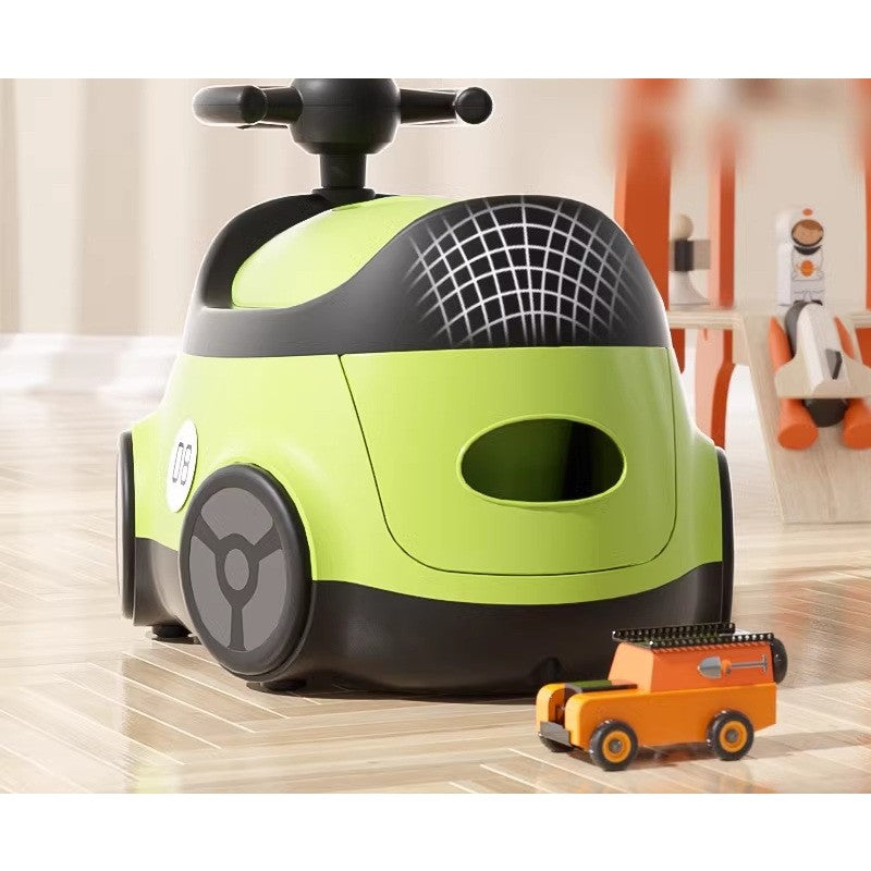 Olita pentru Copii, Design Masinuta cu Spatar si Capac, Recipient Detasabil, Material Non-Toxic, Portabila, +1 An, Verde