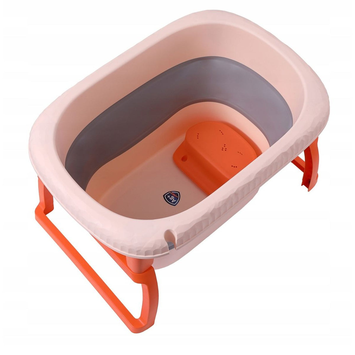 Cada Pliabila pentru Baie, Suport de Sezut cu Ventuza, Scurgere Etansa, Material PP si TPE, pentru Copii 0-6 Ani, 80 x 52 x 42 cm, Portocaliu