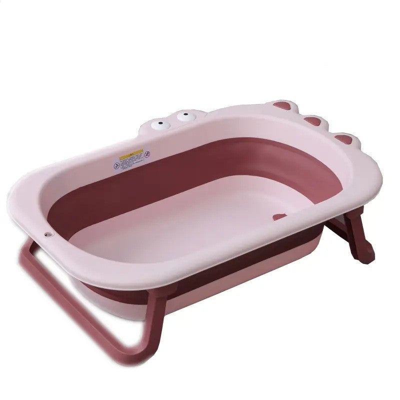 Cada Pliabila pentru Baie Copii si Bebelusi, Model Crocodil cu Dop de Scurgere, Material PP si TPR, 0-6 Ani, 80x54x21 cm, Roz