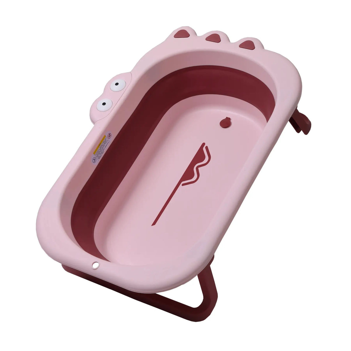 Cada Pliabila pentru Baie Copii si Bebelusi, Model Crocodil cu Dop de Scurgere, Material PP si TPR, 0-6 Ani, 80x54x21 cm, Roz