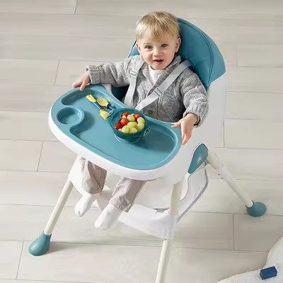 Little Mom Scaun de Masa Pliabil 3in1, Reglabil in 3 Pozitii, Multifunctional cu Masuta si Husa Detasabila, Centura de Siguranta si Cos Depozitare, Plastic si Metal, Albastru