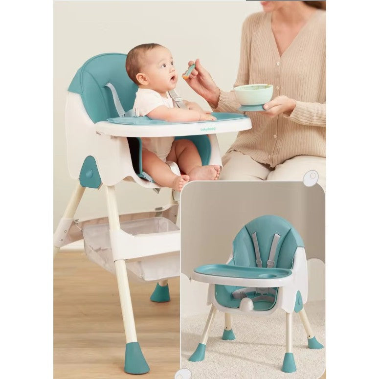 Little Mom Scaun de Masa Pliabil 3in1, Reglabil in 3 Pozitii, Multifunctional cu Masuta si Husa Detasabila, Centura de Siguranta si Cos Depozitare, Plastic si Metal, Albastru