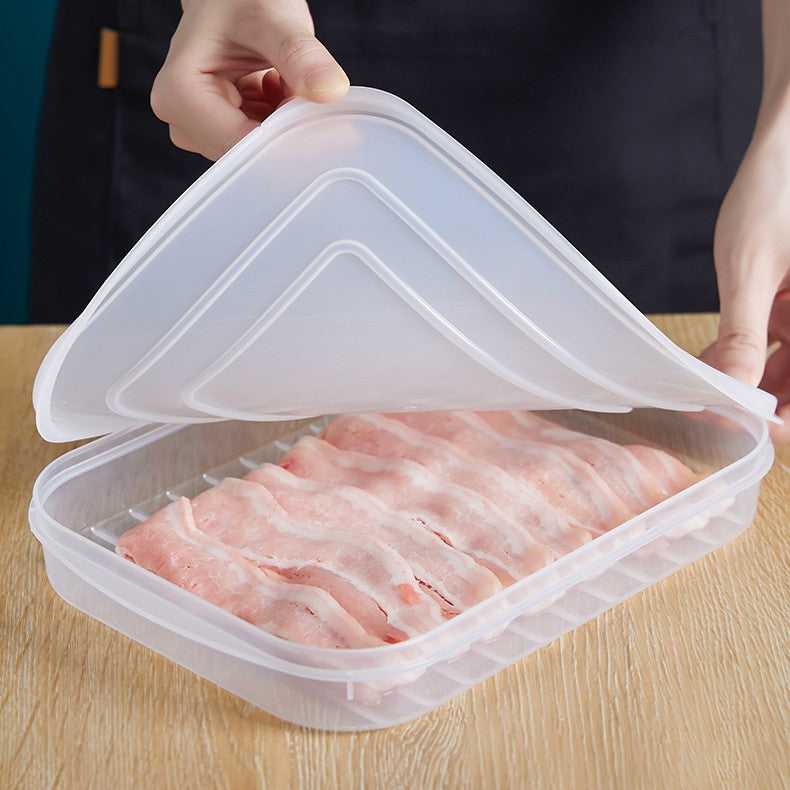 Caserola Depozitare Alimente pentru Frigider, Recipient Sigilat Rezistent la Umiditate, Organizator Etans, Plastic, 24.5 x 18.5 x 3.5 cm, Alb Transparent
