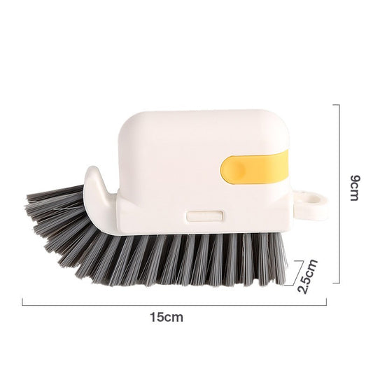 Perie Multifunctionala 3 in 1 pentru Curatare Bucatarie si Geamuri, Burete cu Racleta si Perie Detasabila, Plastic si Silicon, 9x15x2.5 cm, Galben