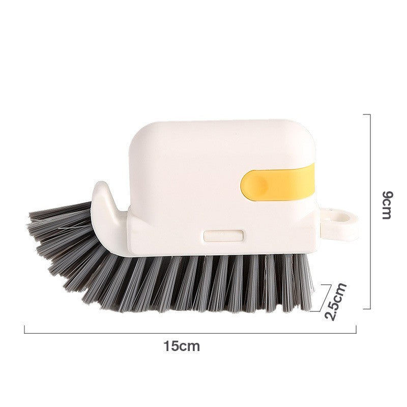 Perie Multifunctionala 3 in 1 pentru Curatare Bucatarie si Geamuri, Burete cu Racleta si Perie Detasabila, Plastic si Silicon, 9x15x2.5 cm, Galben