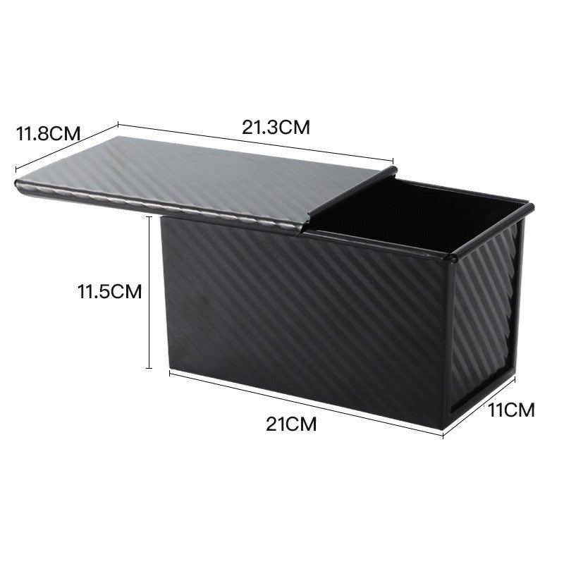 Tavă pentru Pâine și Toast cu Capac Glisant, Formă Coacere Antiaderentă, Oțel Carbon, 450 g, 21 x 11 x 11.5 cm, Negru