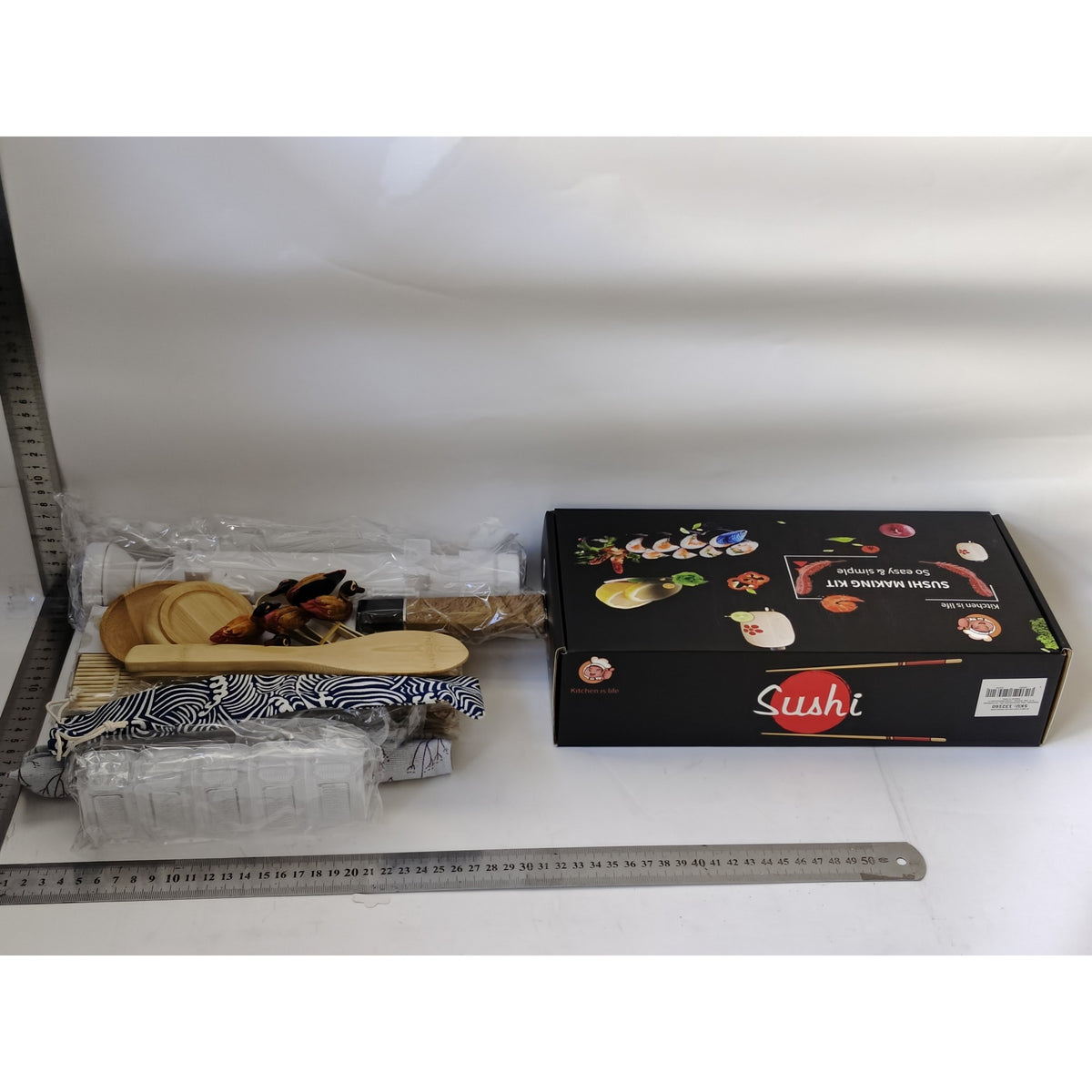 Set Ustensile Preparare Sushi, Kit Complet 24 Accesorii cu Cutit, Forme Modelare si Betisoare, Plastic Alimentar, Multicolor