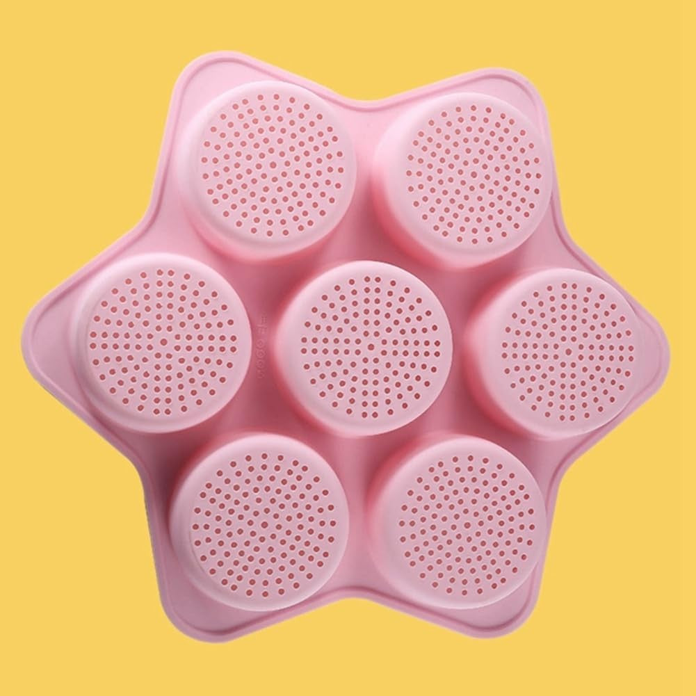 Formă de Silicon pentru Copt, 7 Forme Rotunde pentru Burgeri și Prăjituri, Silicon Alimentar Antiaderent, Rezistent la Temperaturi -40°C/230°C, 38.5 x 4 cm, Roz