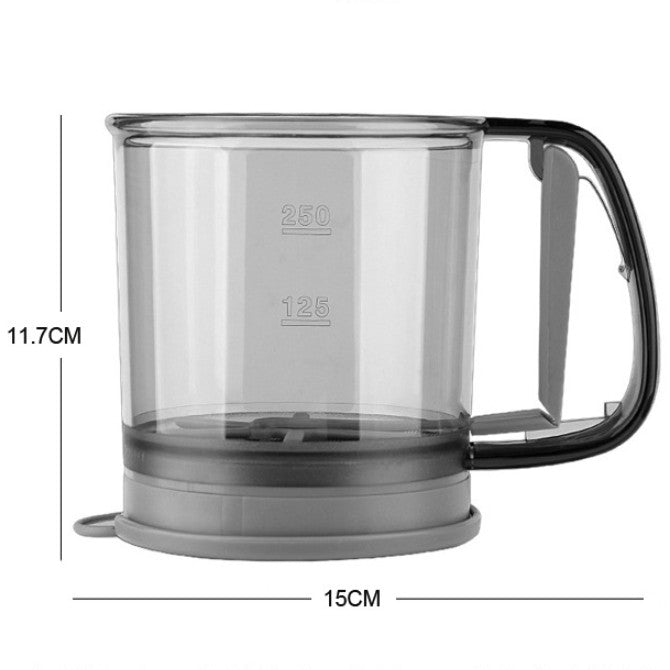 Cana Dozatoare Aluat si Ciocolata Calda, Dispozitiv Portabil cu Piston si Maner Ergonomic, Plastic Alimentar, 250 ml, Transparent Gri Inchis