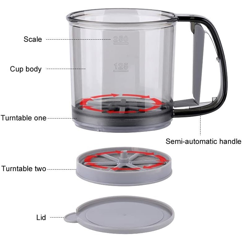 Cana Dozatoare Aluat si Ciocolata Calda, Dispozitiv Portabil cu Piston si Maner Ergonomic, Plastic Alimentar, 250 ml, Transparent Gri Inchis