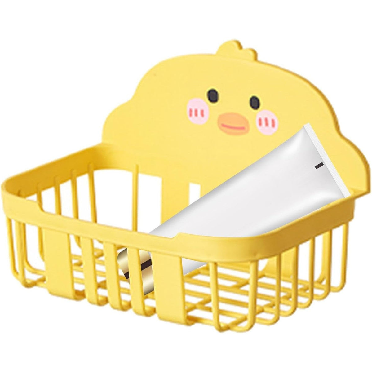 Cutie Depozitare Perete Model Ratusca, Organizator Accesorii fara Gaurire, Plastic Rezistent, 13x19x12 cm, Galben