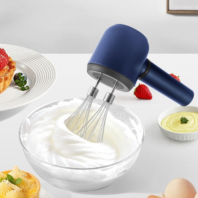 Mixer Electric Fara Fir, Mixer Portabil pentru Oua si Frisca, 3 Trepte de Viteza, Incarcare USB Type-C, Plastic, 20 x 8.5 x 14.5 cm, Albastru Inchis