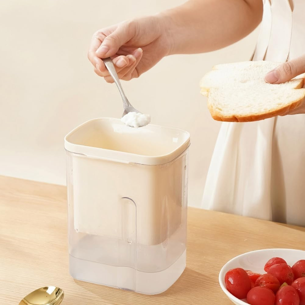 Kit Presa Pentru Branza si Filtru Iaurt Grecesc, Strecuratoare Zer si Lapte Vegetal, Arc Otel Inoxidabil, Filtru Panza 225 Ochiuri, AS si PP Fara BPA, 18x9.7x13 cm, Alb