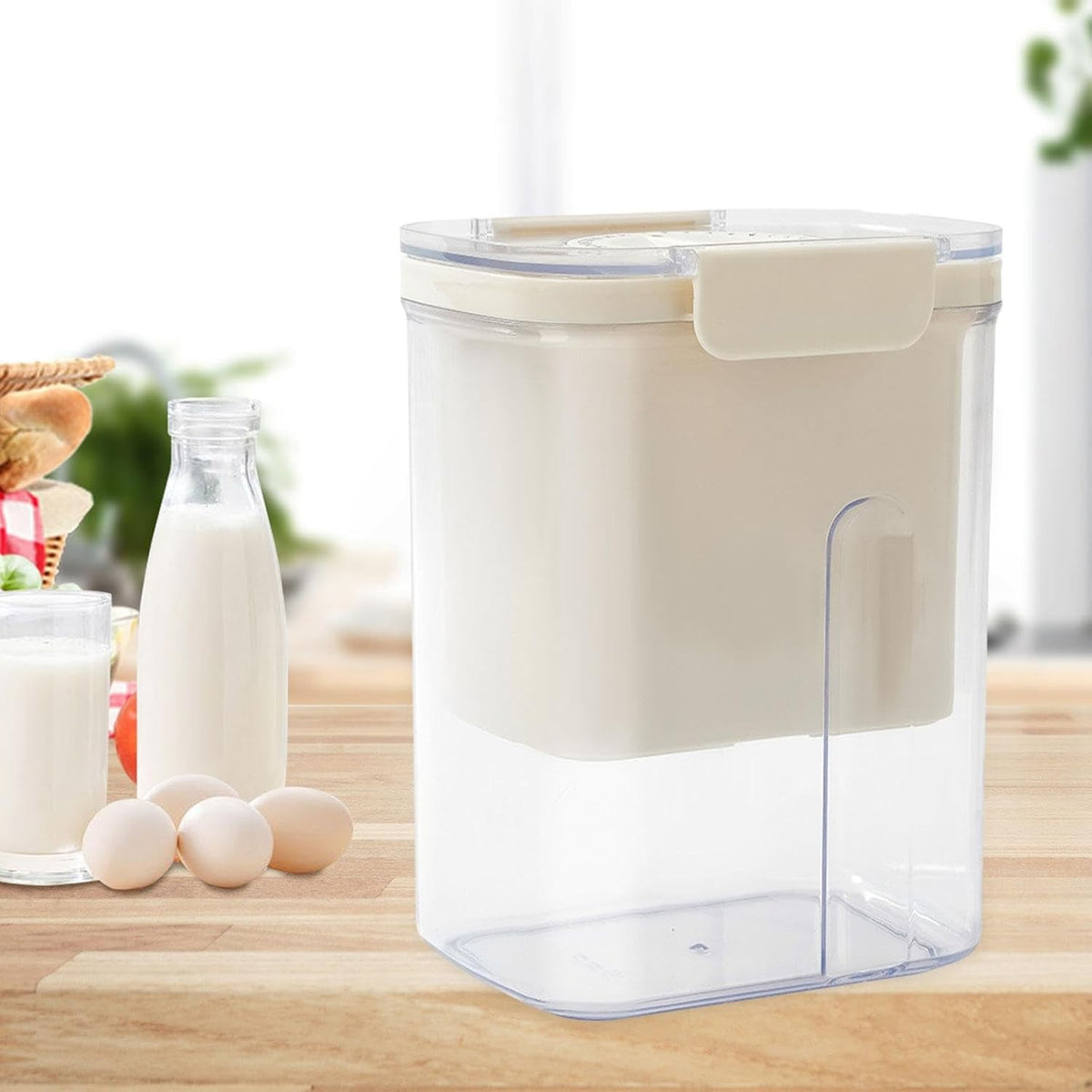 Kit Presa Pentru Branza si Filtru Iaurt Grecesc, Strecuratoare Zer si Lapte Vegetal, Arc Otel Inoxidabil, Filtru Panza 225 Ochiuri, AS si PP Fara BPA, 18x9.7x13 cm, Alb