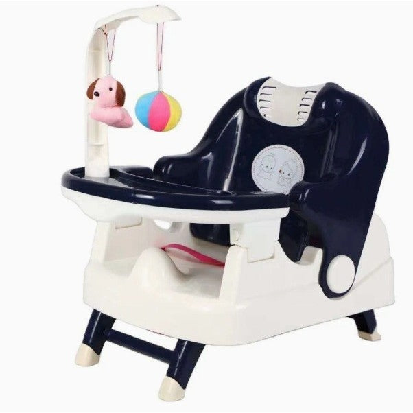 Scaun Multifunctional Copii 2 in 1 pentru Masa si Baie, Pliabil si Portabil, Spatar Reglabil 3 Pozitii, Centuri Siguranta, Plastic PP/TPE, 58 x 39 cm, Albastru