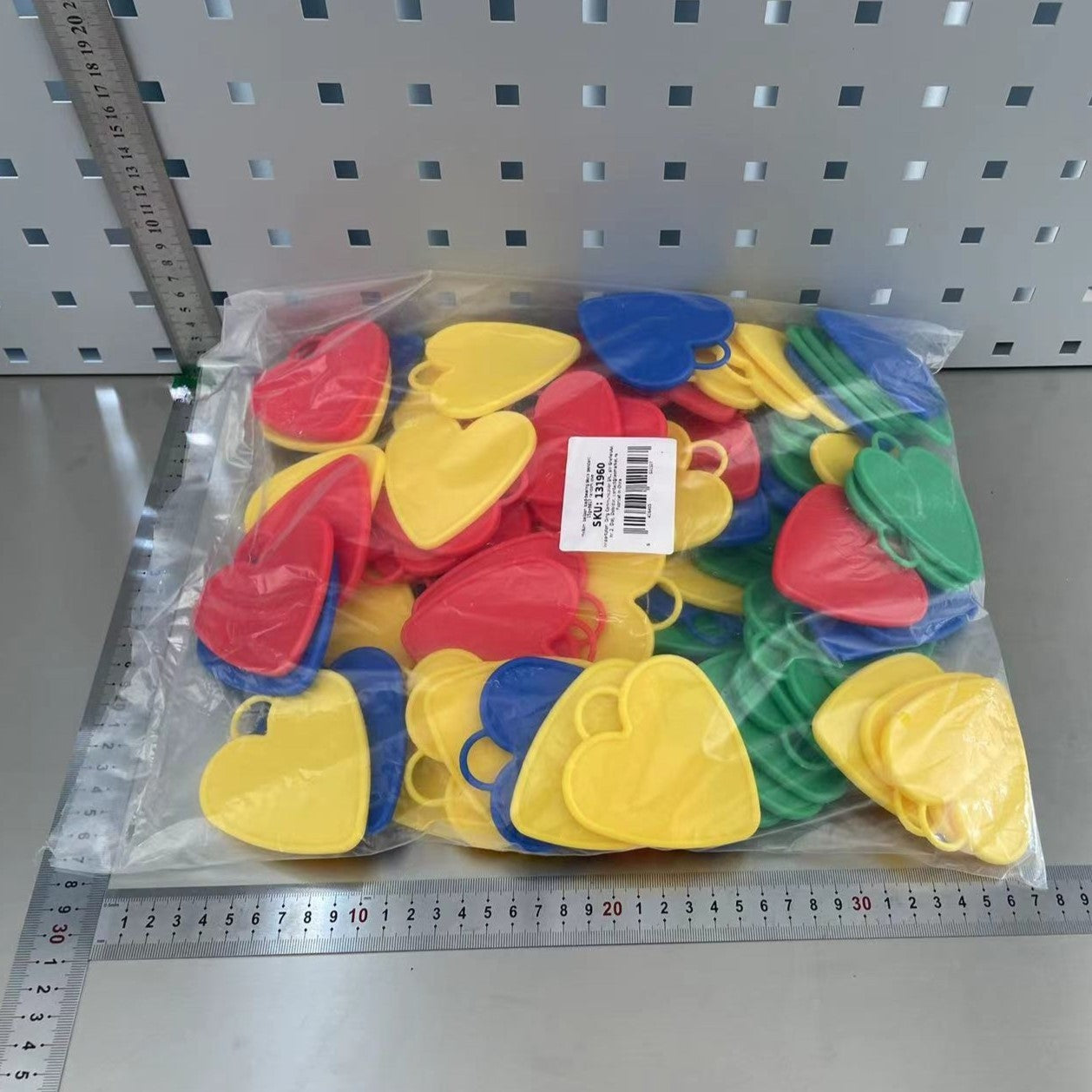 Set 4 Greutati pentru Baloane cu Heliu, Pendante Fixare Baloane, Forma Inima, Plastic Rezistent, 15g per Bucata, Multicolor, 60g Total