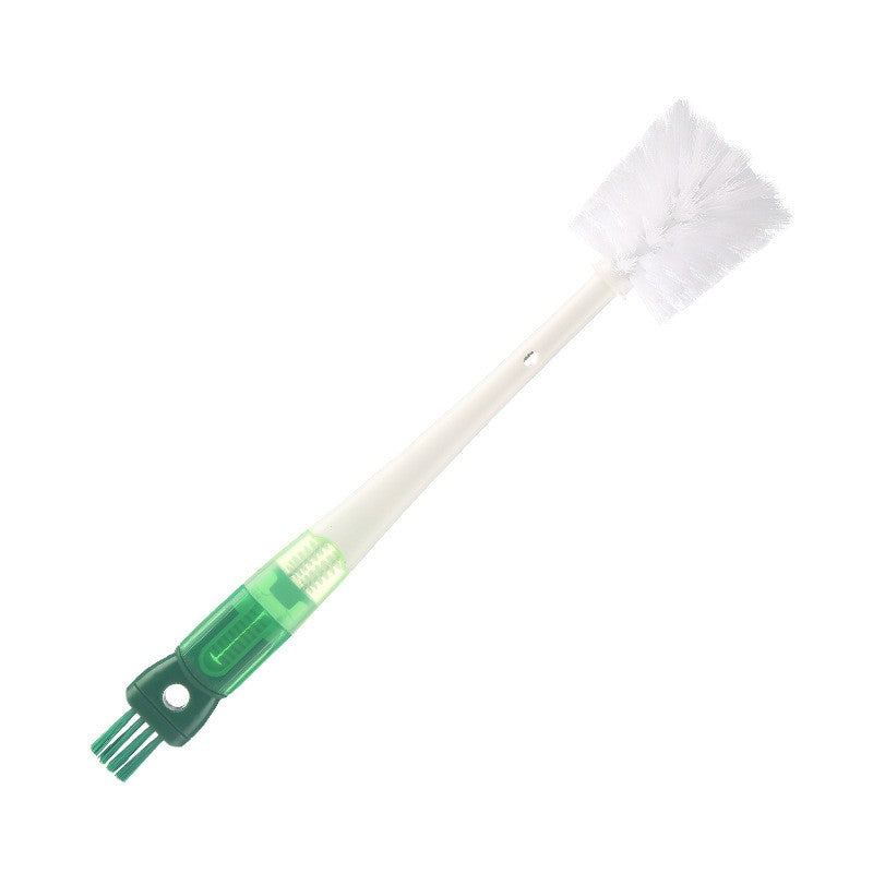 Perie Multifunctionala 5 in 1 pentru Curatat Sticle, Pahare si Cani, Maner Lung, Curatator Paie si Capace, Plastic ABS si Otel Inoxidabil, 36x7x7 cm, Verde-Alb