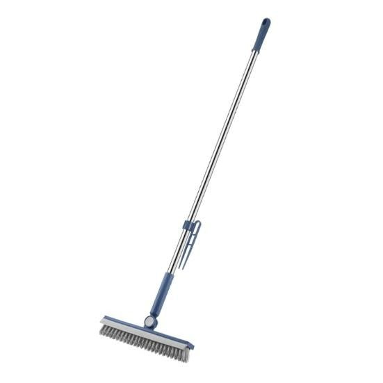 Perie de Curatare pentru Podele si Rosturi, Cap Pivotant 180 Grade in Forma de V, Maner 105 cm, Cleste Scame Inclus, Otel Inoxidabil si Plastic, Albastru