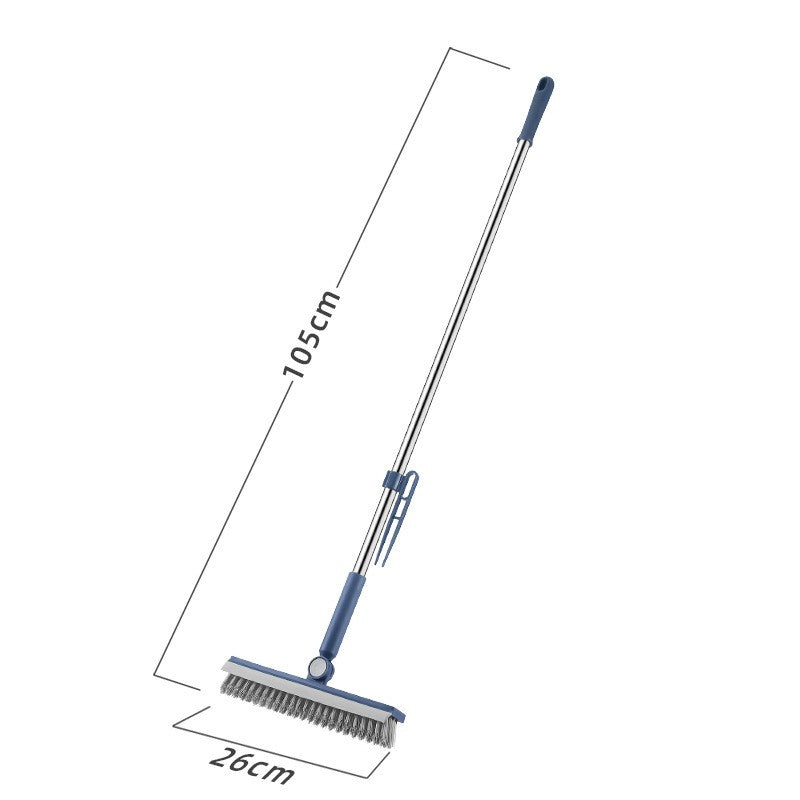 Perie de Curatare pentru Podele si Rosturi, Cap Pivotant 180 Grade in Forma de V, Maner 105 cm, Cleste Scame Inclus, Otel Inoxidabil si Plastic, Albastru