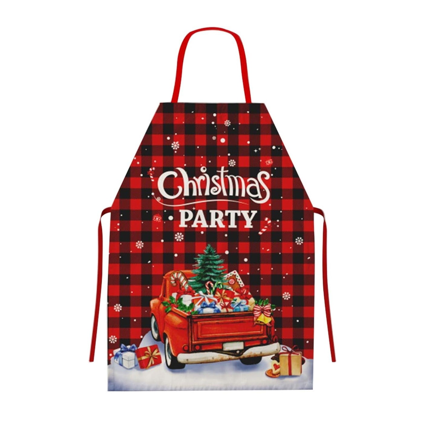 Sort de Bucatarie Decorativ, Tema Craciun si Model Christmas Party, Protectie Gatit, Poliester, 50 x 70 cm, Rosu