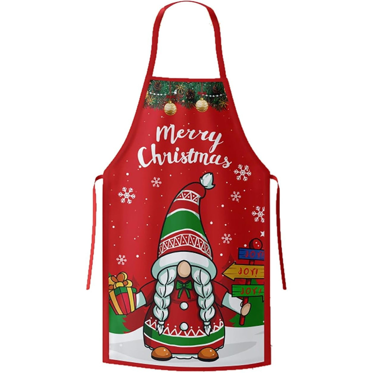 Șorț de Bucătărie Decorativ pentru Crăciun, Model Elf, Protecție Gătit, Poliester, 50 x 70 cm, Roșu