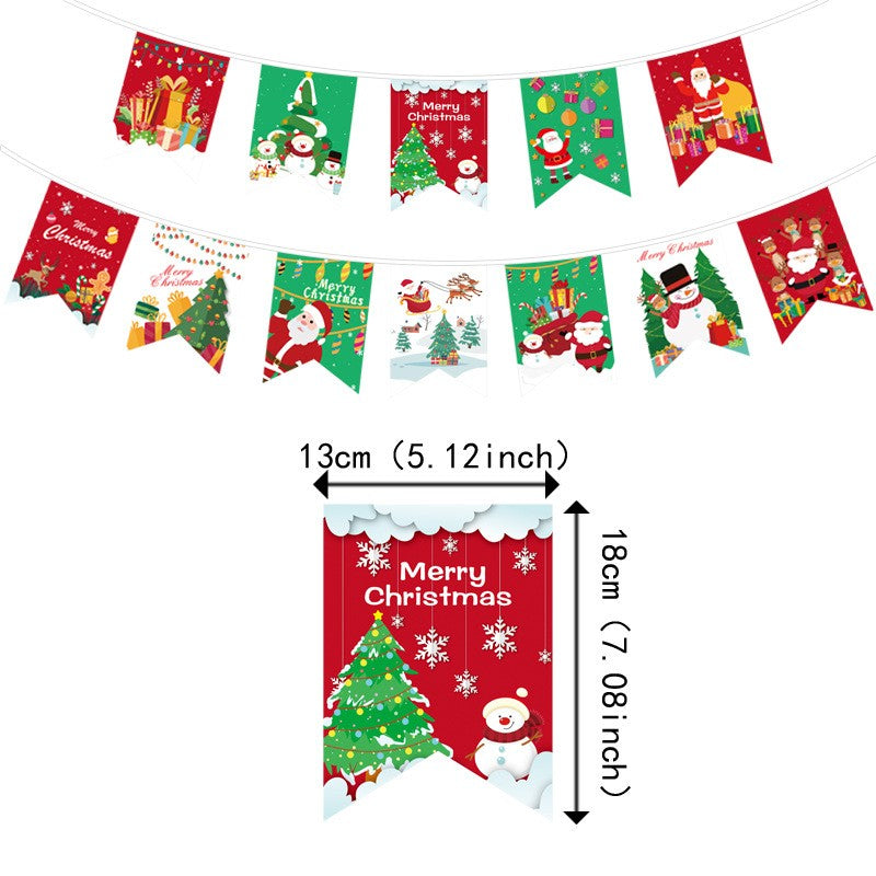 Banner Craciun Decorativ pentru Usa sau Perete, Ghirlanda Festiva cu Imprimare UV, Set 12 Piese cu Sfoara Inclusa, Multicolor, 13 x 18 cm, Model A