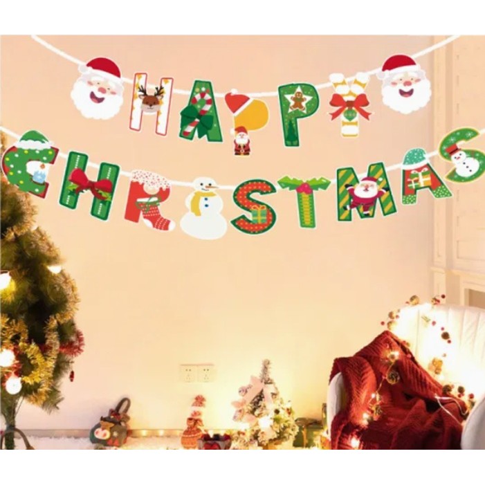Banner Craciun Decorativ, Ghirlanda Festiva pentru Usa sau Perete, Imprimare UV Rezistenta, 16 Piese cu Sfoara Inclusa, Multicolor, 13 x 18 cm, Model C