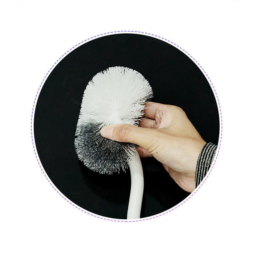 Perie de Toaleta cu Suport, Maner Curbat Ergonomic, Peri Flexibili pentru Curatare 360 Grade, Plastic Durabil, 40 x 12 cm, Alb
