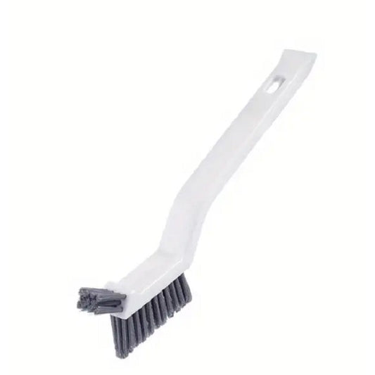 Perie 3in1 pentru Curatat Podele si Rosturi, Design Triunghiular pentru Colturi, Cleste Scame Inclus, Maner 28 cm, Polipropilena si Otel, Alb