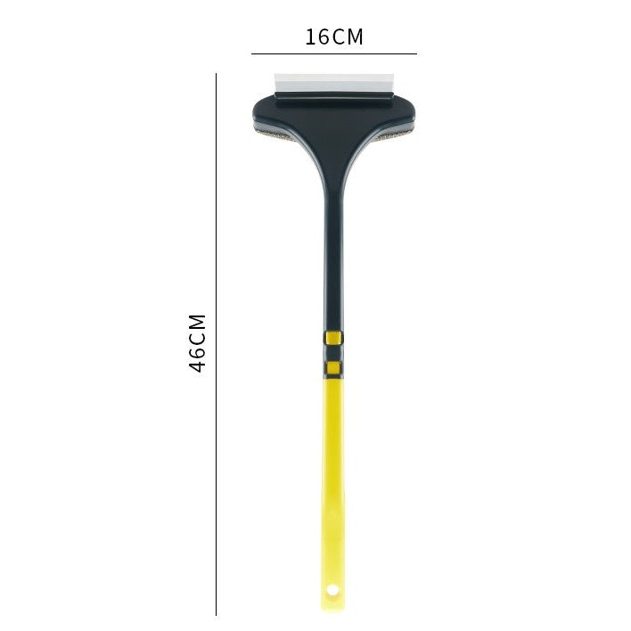 Perie Multifunctionala pentru Curatat Geamuri si Plase, Functie 2 in 1 cu Laveta Microfibra si Racleta, Maner Detasabil, Polipropilena, 46x16x5 cm, Verde-Galben