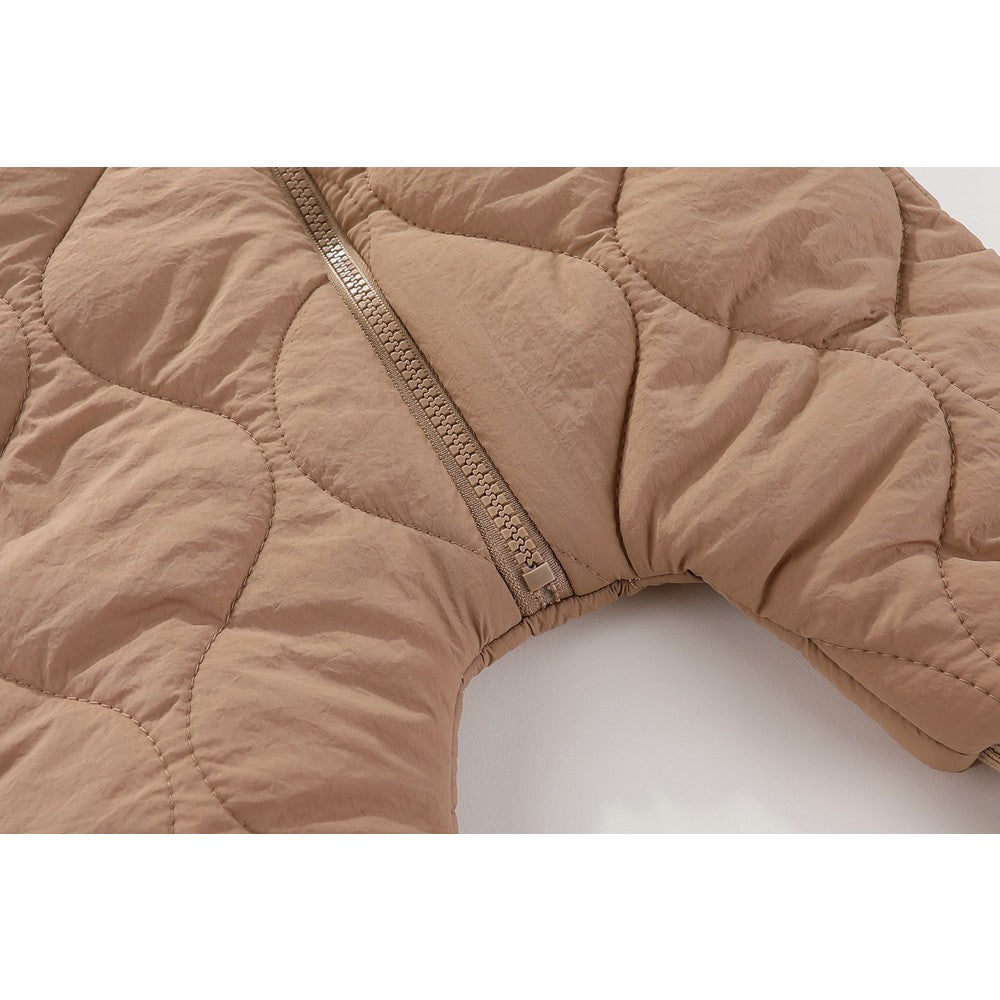 Combinezon de Iarna pentru Bebeluși, Captuseala Bumbac si Exterior Nailon, Gluga cu Urechi si Mansete Elastice, Unisex, 66 cm, Maro