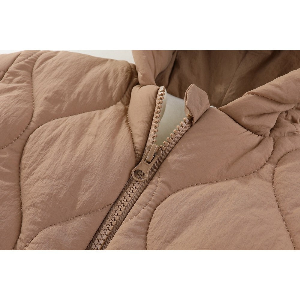 Combinezon de Iarna pentru Bebeluși, Captuseala Bumbac si Exterior Nailon, Gluga cu Urechi si Mansete Elastice, Unisex, 66 cm, Maro